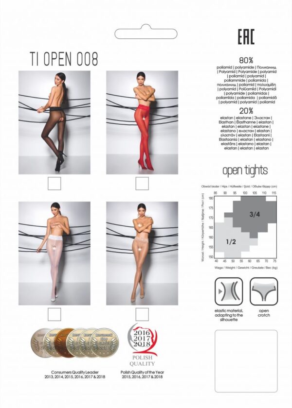 TI008R Collants ouverts 30 DEN - Rouge – Image 3