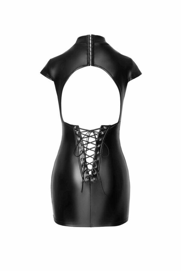 F309 Mini robe fantaisie wetlook avec laçage au dos – Image 6