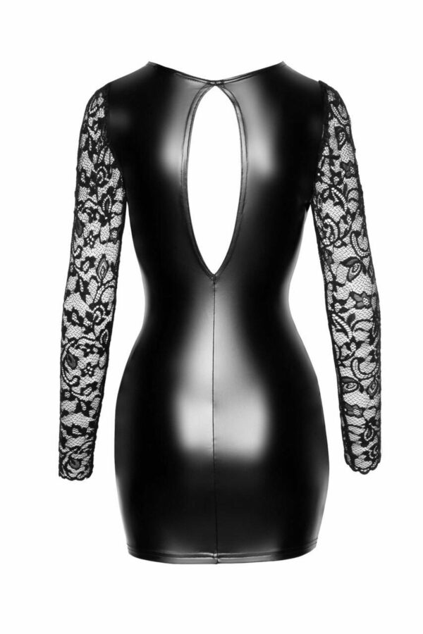 F253 Robe courte en Powerwetlook avec manches en dentelle – Image 7